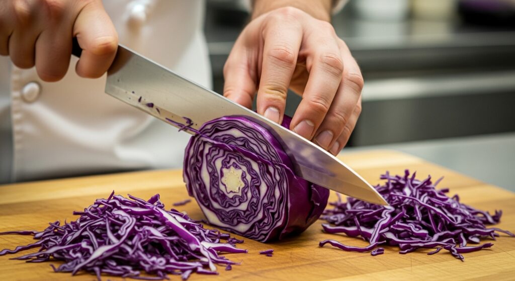 薄刃包丁で野菜をきれいに