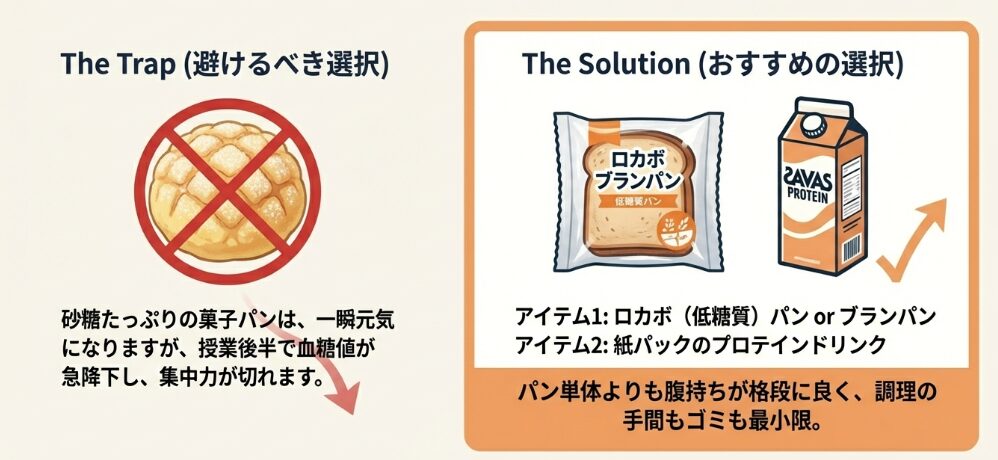 パン派の子には「低糖質パン＋プロテイン」の組み合わせ
