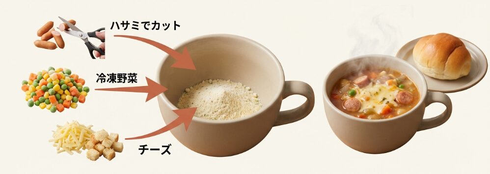 具沢山スープとパンの満足セット