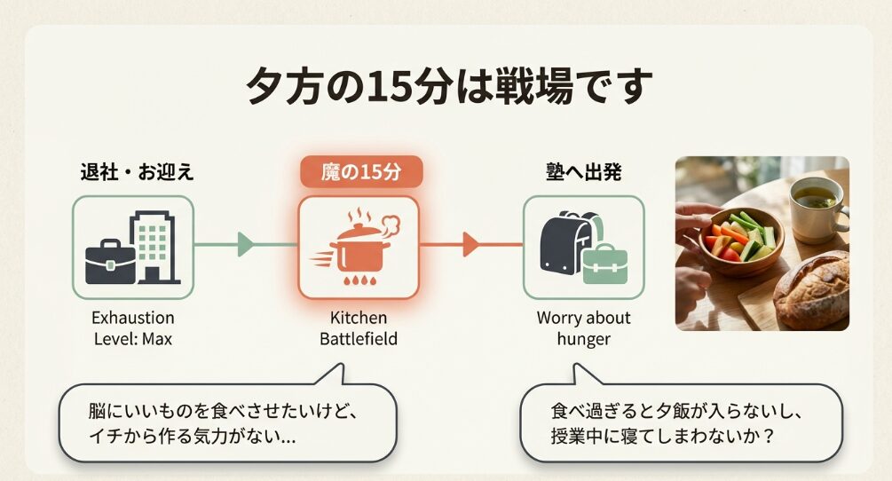「15分・材料3つ以内」で完結する塾前軽食の選び方