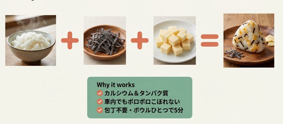 レンジで作る塩昆布チーズおにぎり