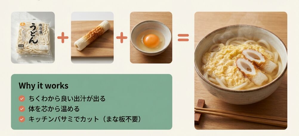 ちくわと卵のスピードうどん