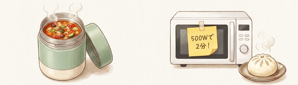 スープジャーや電子レンジを活用した温かい軽食