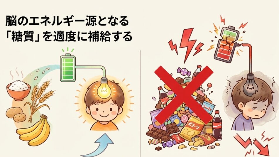 脳のエネルギー源となる「糖質」を適度に補給する