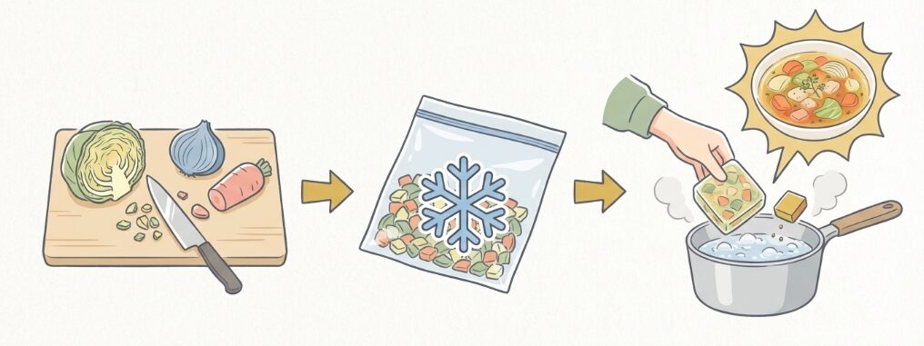 栄養バランスの底上げをサポートする「具沢山スープ」の作り置き