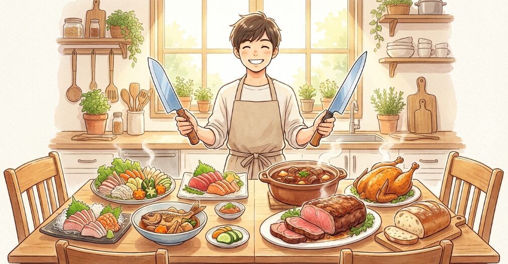 三徳包丁と牛刀の違いのまとめ