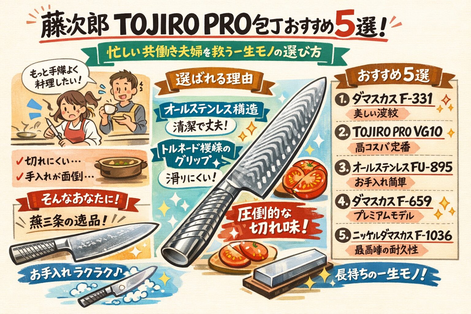 藤次郎 TOJIRO PRO包丁おすすめ5選