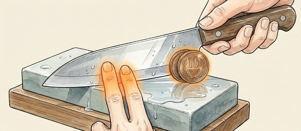 ペティナイフを研ぐ際の正しい角度の保ち方