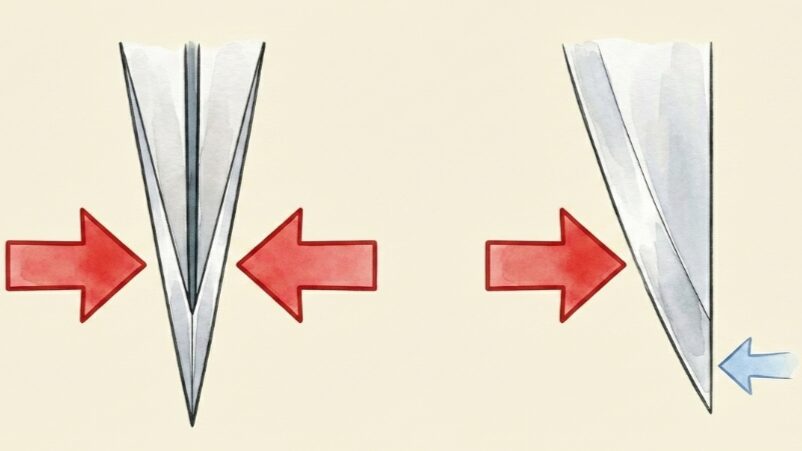 ペティナイフを研ぐ際の正しい角度の保ち方