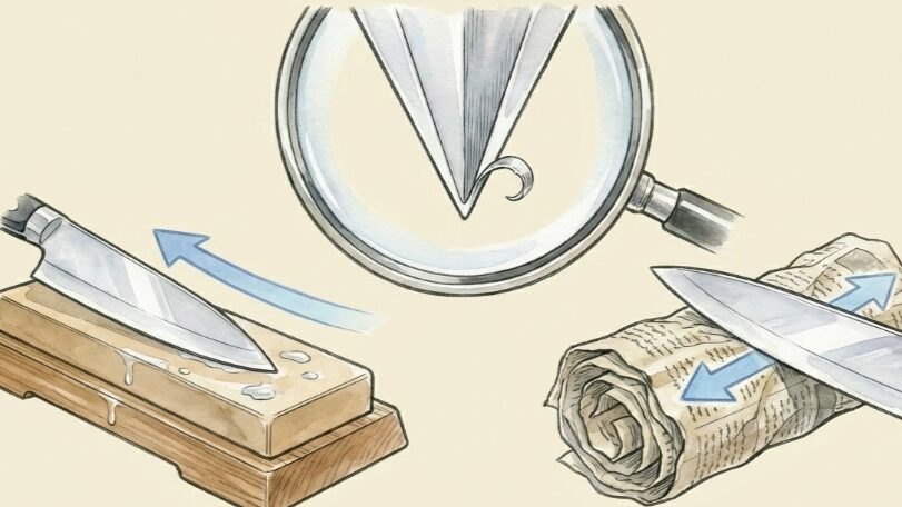 ペティナイフの裏面の研ぎ方とバリ取りのコツ