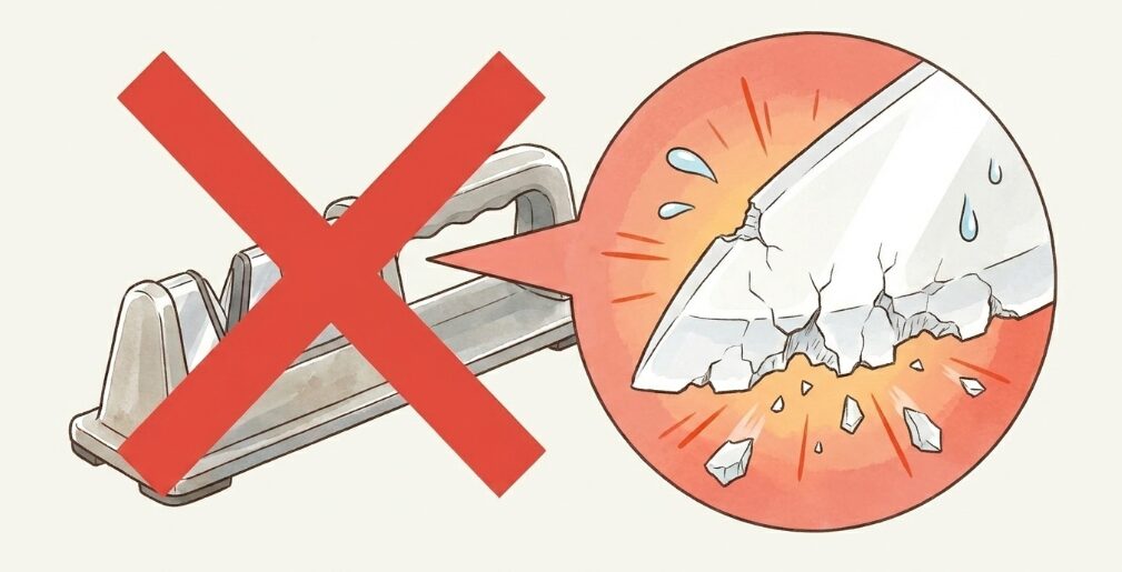 一般的な金属用シャープナーは使用不可