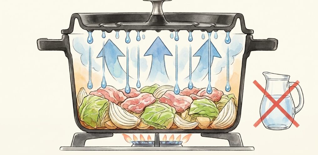無水調理で素材の旨みを