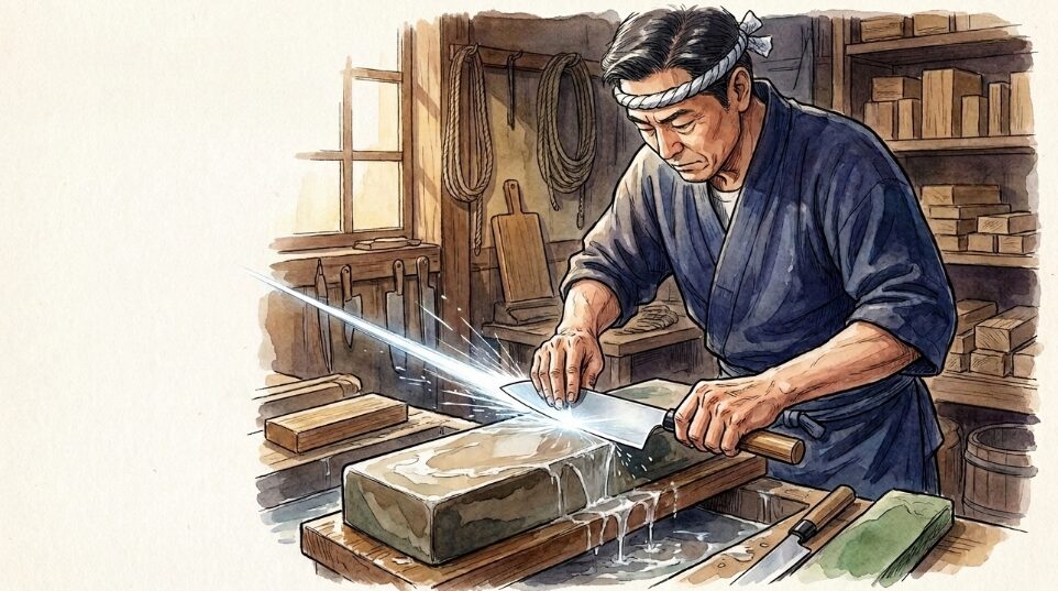 熟練の職人による研ぎの仕上げと品質