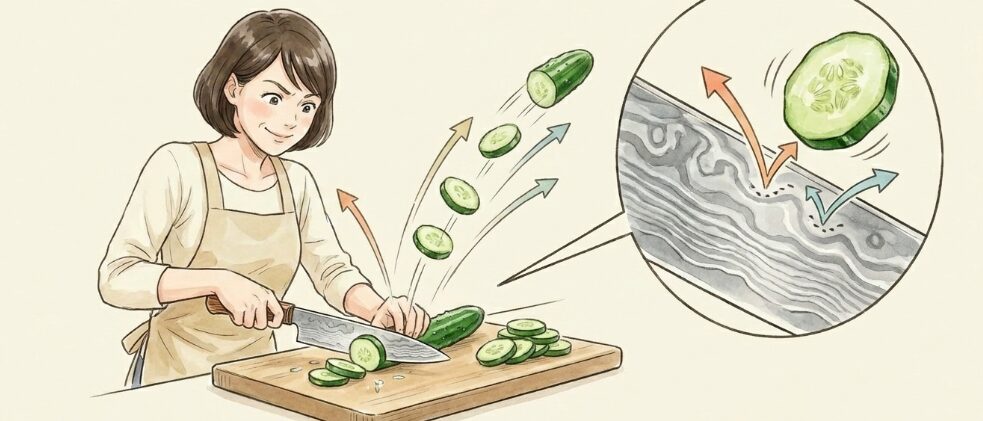 食材の刃離れが良い機能的なブレードデザイン