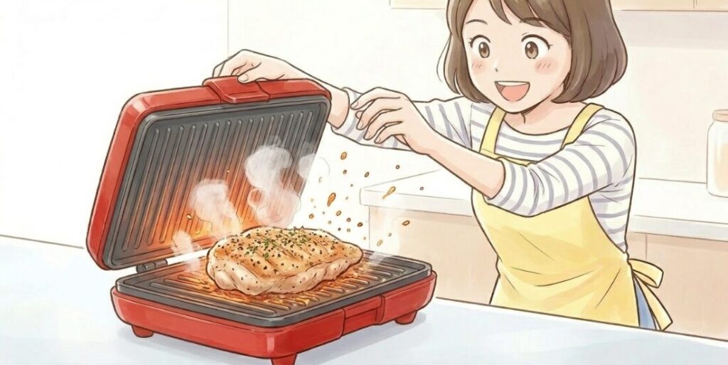 グリルプレートでジューシーな肉料理