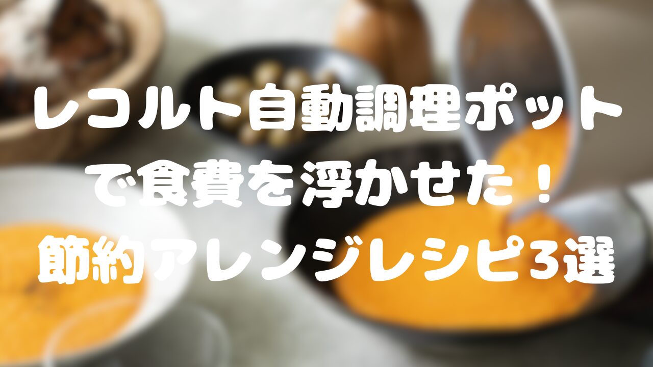 レコルト自動調理ポットで食費を浮かせた！節約アレンジレシピ3選