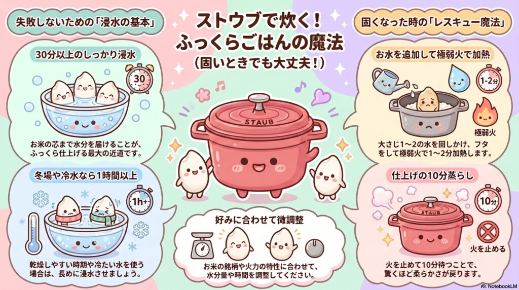 ストウブのご飯が固い時の対処法