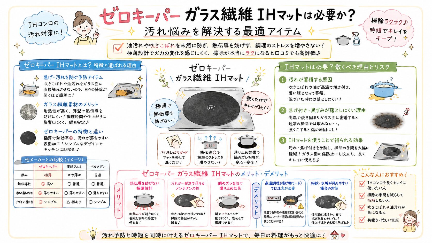 ゼロキーパー ガラス繊維 IHマット