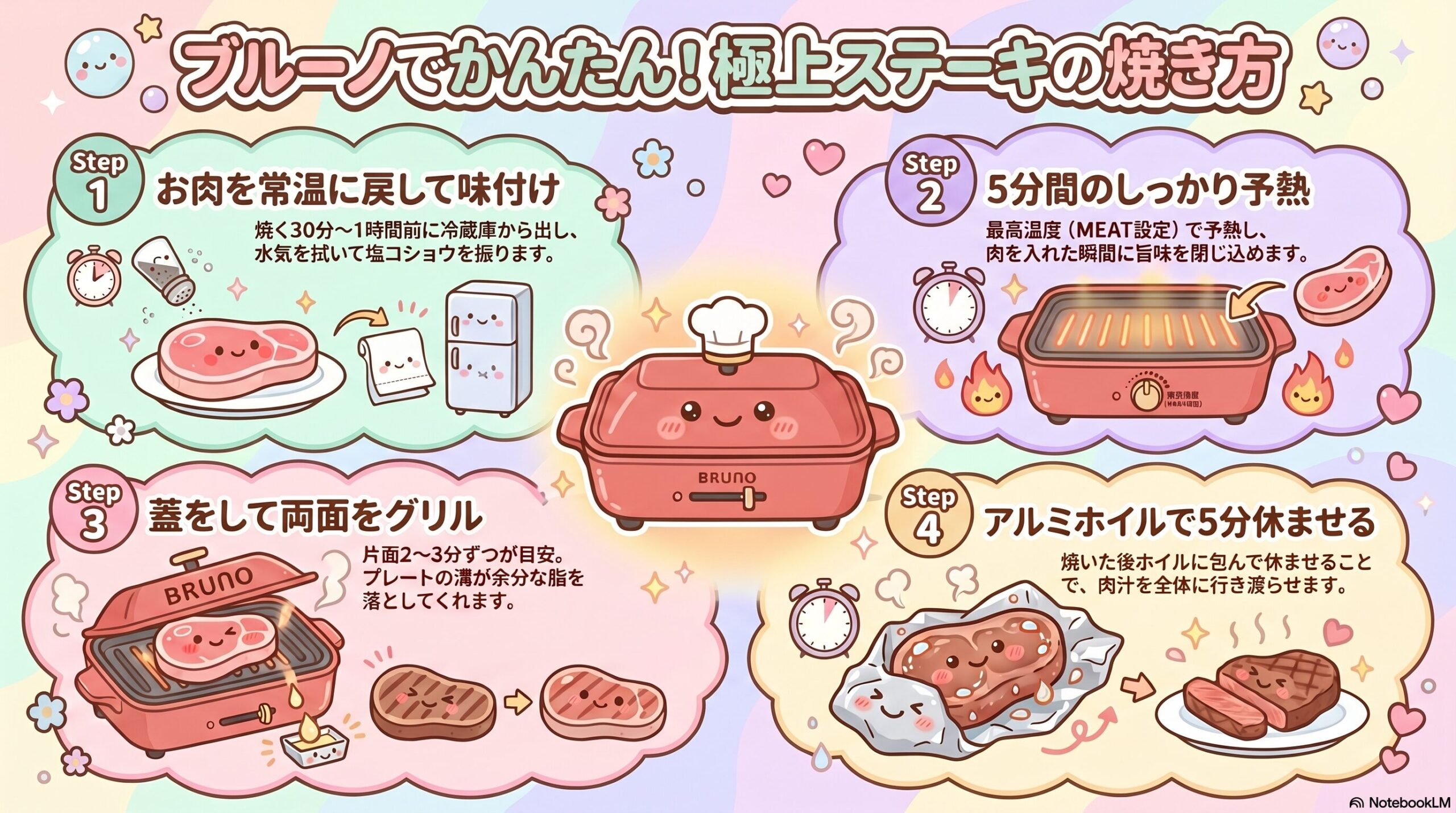 グリルサンドメーカーでステーキを焼く