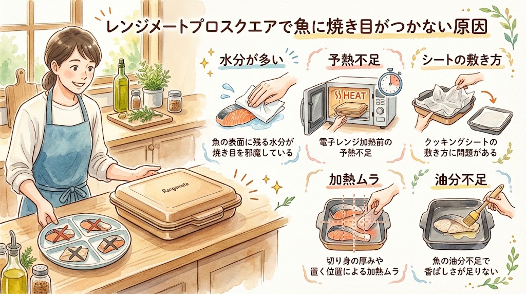 レンジメートプロスクエアで魚に焼き目がつかない原因
