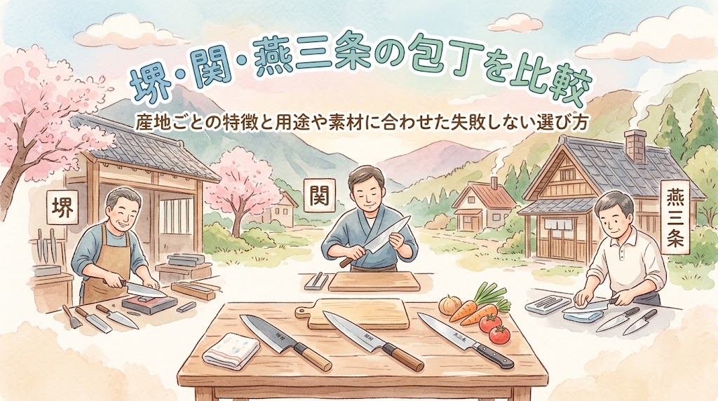 堺・関・燕三条の包丁を比較