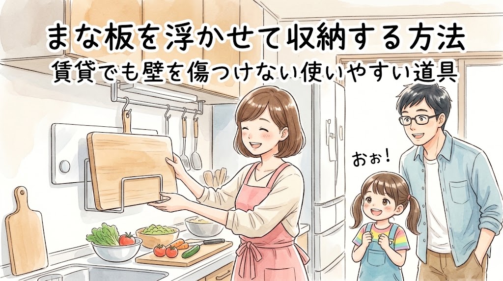 まな板を浮かせて収納する方法